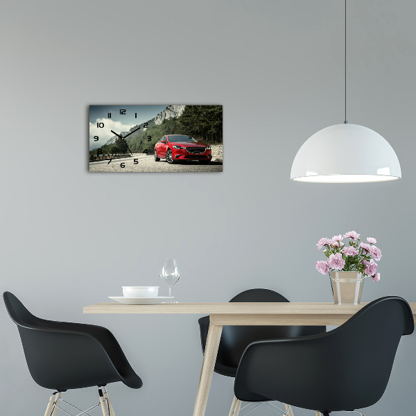 Vodorovné Sklenené hodiny na stenu tiché Auto v horách