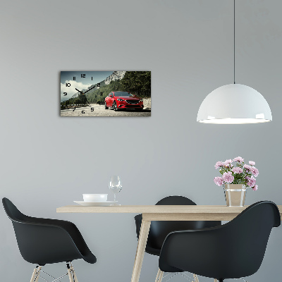 Vodorovné Sklenené hodiny na stenu tiché Auto v horách