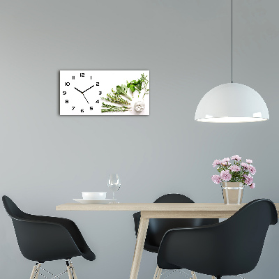 Vodorovné Moderné sklenené hodiny na stenu Bylinky