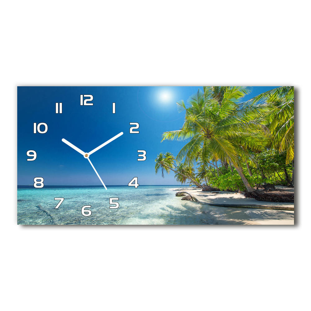 Vodorovné Sklenené hodiny na stenu tiché Maledivy pláž