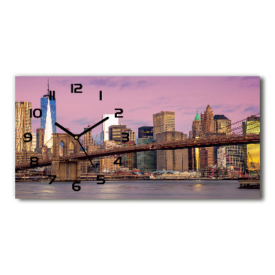 Vodorovné Sklenené hodiny na stenu Manhattan New York