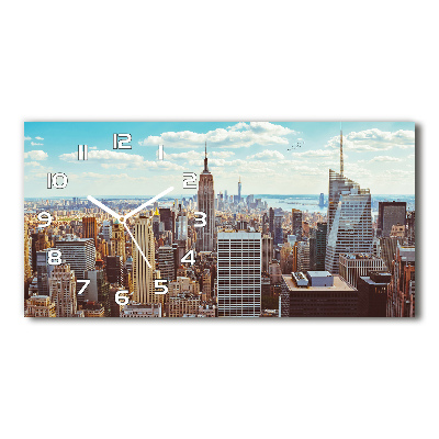 Vodorovné Sklenené hodiny na stenu New York vtáčie pohľad