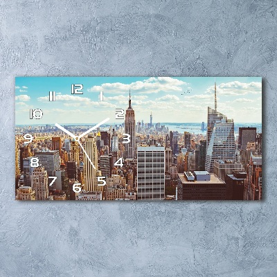 Vodorovné Sklenené hodiny na stenu New York vtáčie pohľad