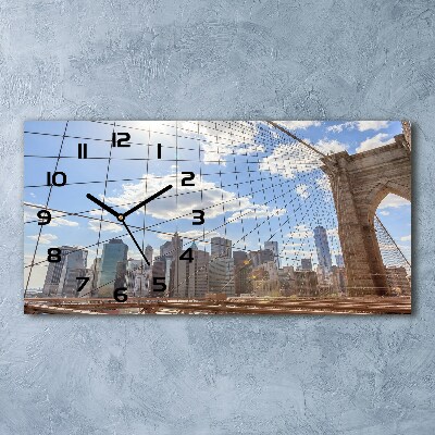 Vodorovné Sklenené hodiny na stenu tiché Most New York
