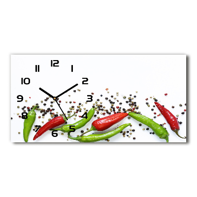 Vodorovné Sklenené hodiny na stenu Chilli papričky