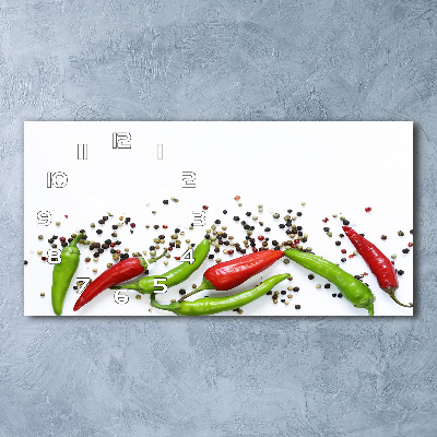 Vodorovné Sklenené hodiny na stenu Chilli papričky