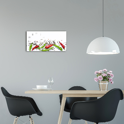 Vodorovné Sklenené hodiny na stenu Chilli papričky