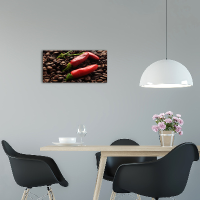 Vodorovné Sklenené hodiny na stenu tiché Chilli a káva