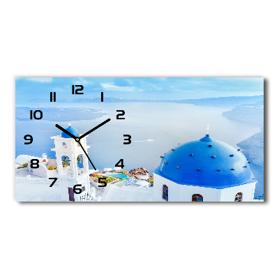 Vodorovné Sklenené hodiny na stenu Santorini Grécko