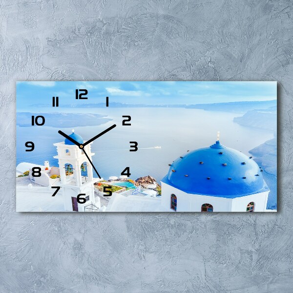 Vodorovné Sklenené hodiny na stenu Santorini Grécko