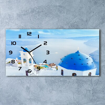 Vodorovné Sklenené hodiny na stenu Santorini Grécko