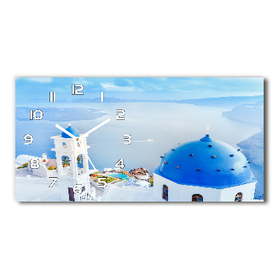 Vodorovné Sklenené hodiny na stenu Santorini Grécko