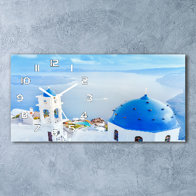 Vodorovné Sklenené hodiny na stenu Santorini Grécko