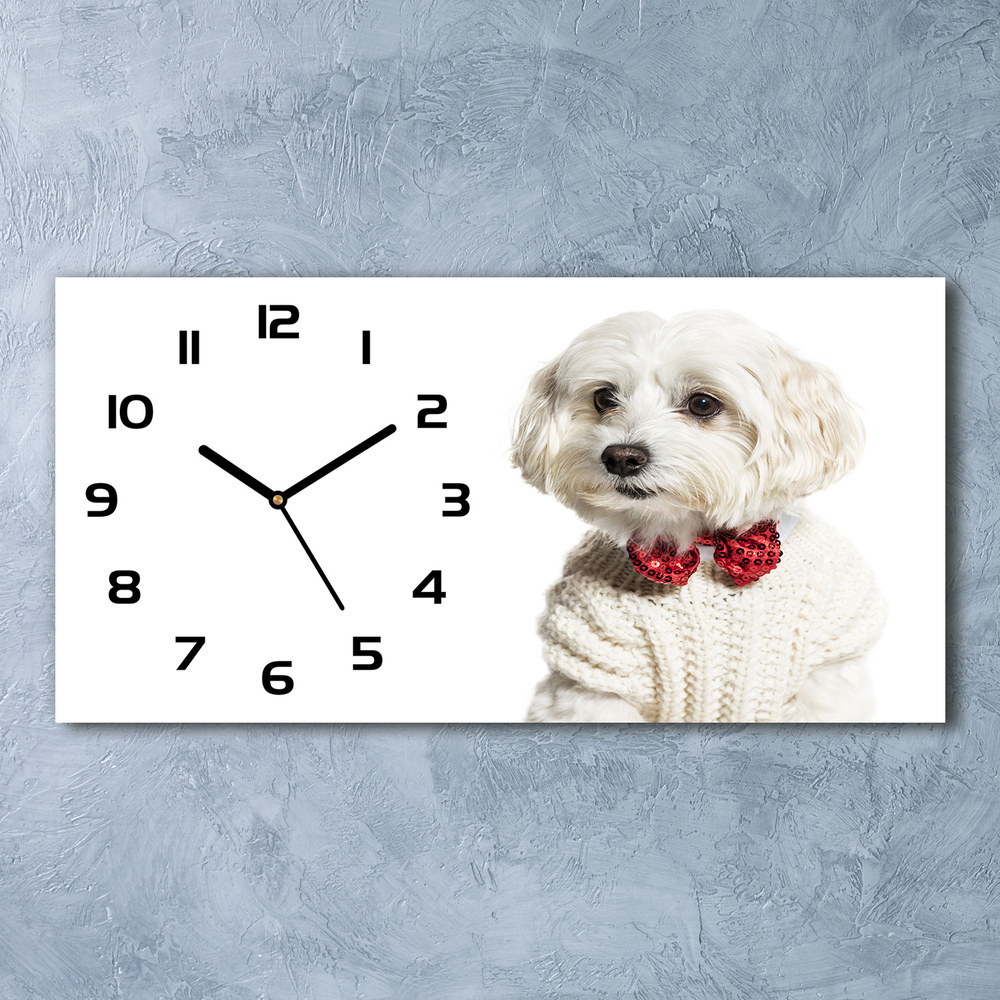 Vodorovné Sklenené hodiny na stenu Maltaňský psík