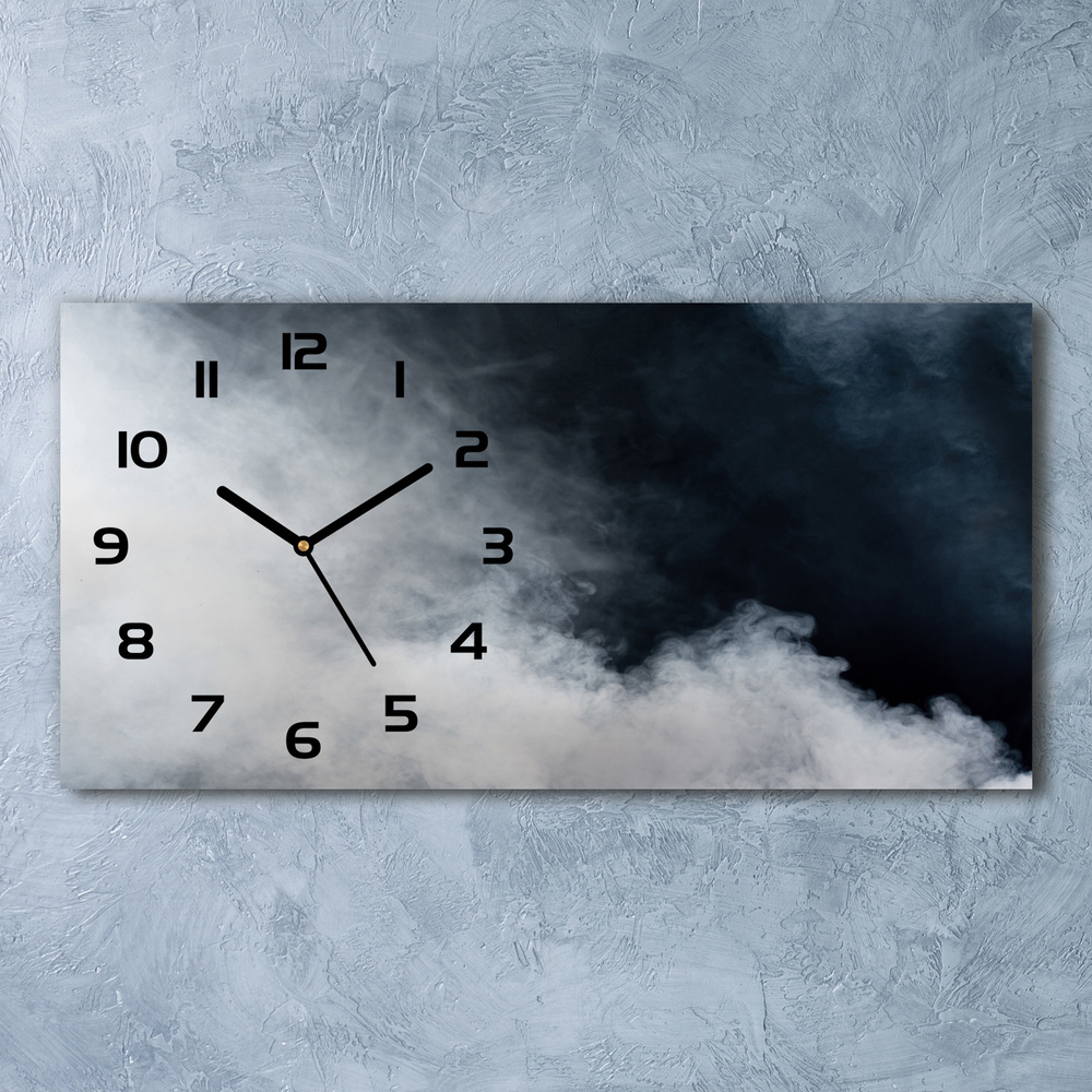 Vodorovné Moderné sklenené hodiny na stenu Biely dym