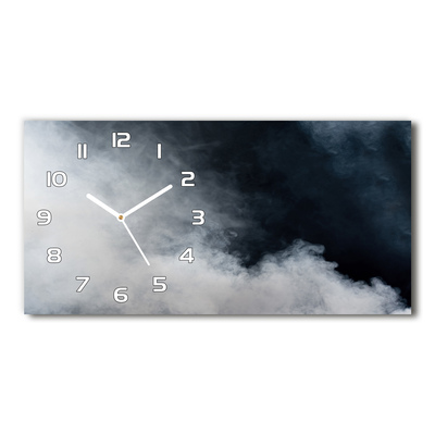 Vodorovné Moderné sklenené hodiny na stenu Biely dym
