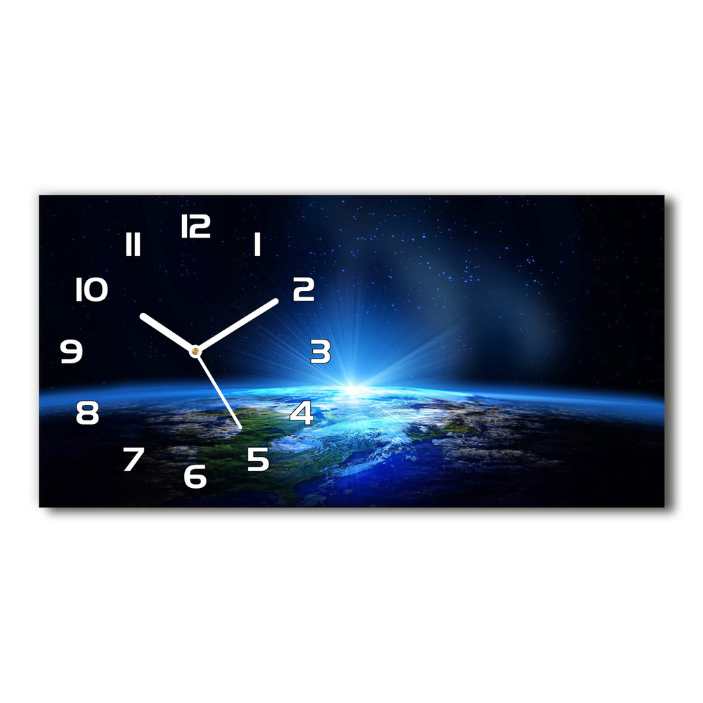 Vodorovné Sklenené hodiny na stenu tiché Planéta Zem