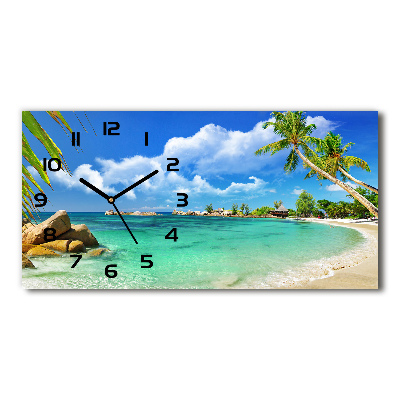 Vodorovné Sklenené hodiny na stenu tiché Seychely pláž