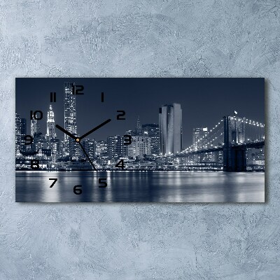 Vodorovné Sklenené hodiny na stenu Manhattan New York