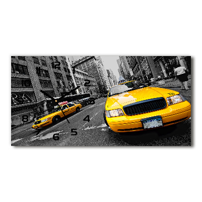 Vodorovné Sklenené hodiny na stenu Taxi New York