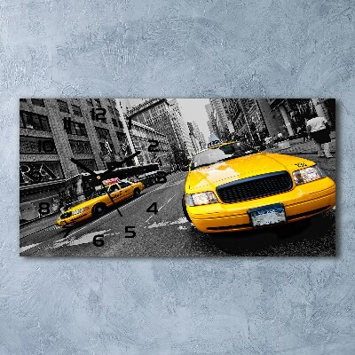 Vodorovné Sklenené hodiny na stenu Taxi New York