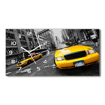 Vodorovné Sklenené hodiny na stenu Taxi New York