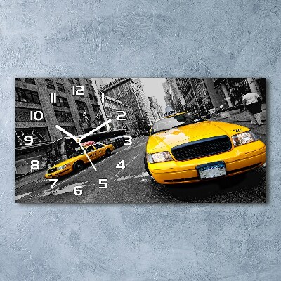 Vodorovné Sklenené hodiny na stenu Taxi New York