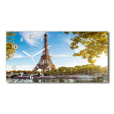Vodorovné Sklenené hodiny na stenu Eiffelova veža Paríž