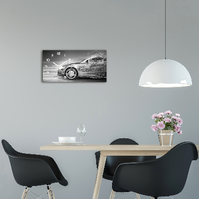 Vodorovné Sklenené hodiny na stenu Idúce auto