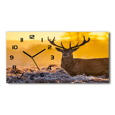 Vodorovné Sklenené hodiny na stenu Jeleň východ slnka
