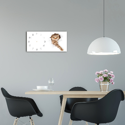 Vodorovné Moderné sklenené hodiny na stenu Mačka