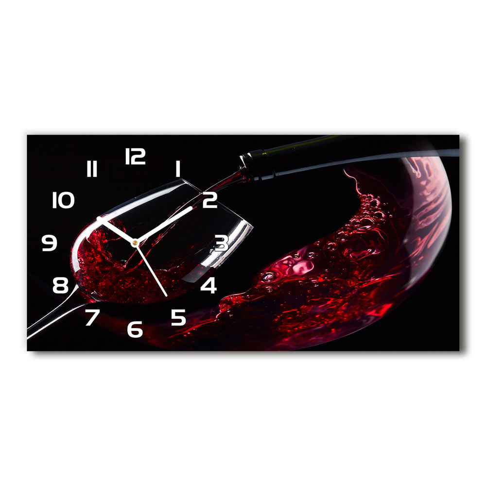 Vodorovné Sklenené hodiny na stenu tiché Červené víno