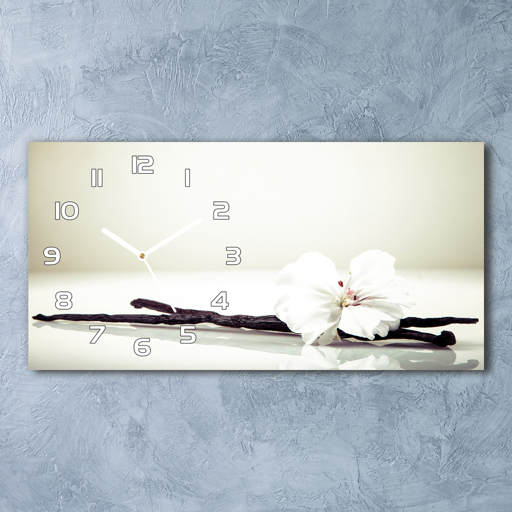 Vodorovné Sklenené hodiny na stenu tiché Vanilka