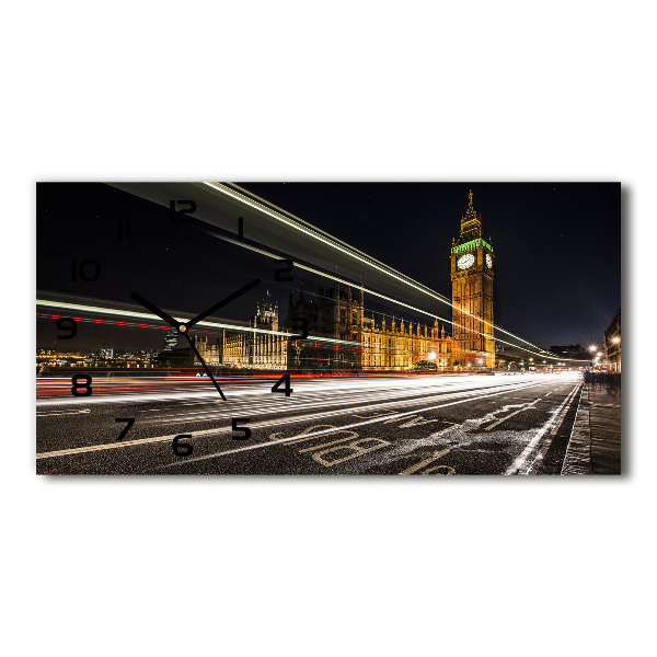 Vodorovné Sklenené hodiny na stenu tiché Big Ben Londýn