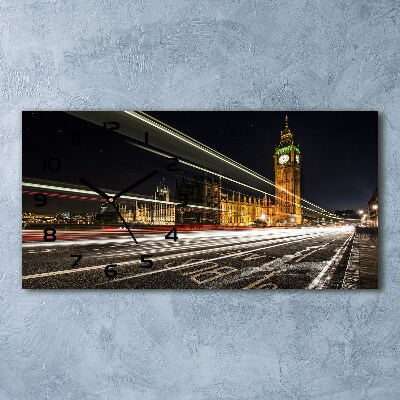 Vodorovné Sklenené hodiny na stenu tiché Big Ben Londýn