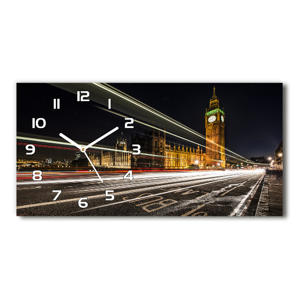 Vodorovné Sklenené hodiny na stenu tiché Big Ben Londýn