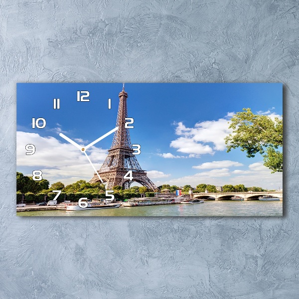 Vodorovné Sklenené hodiny na stenu Eiffelova veža Paríž