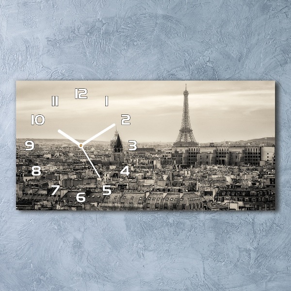 Vodorovné Sklenené hodiny na stenu Eiffelova veža Paríž