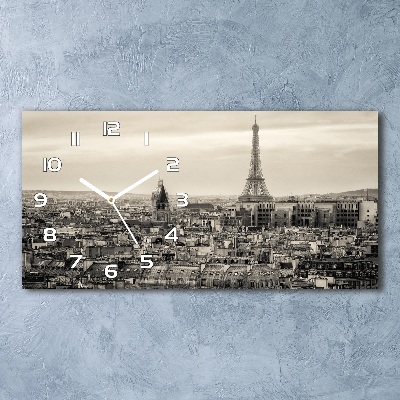 Vodorovné Sklenené hodiny na stenu Eiffelova veža Paríž