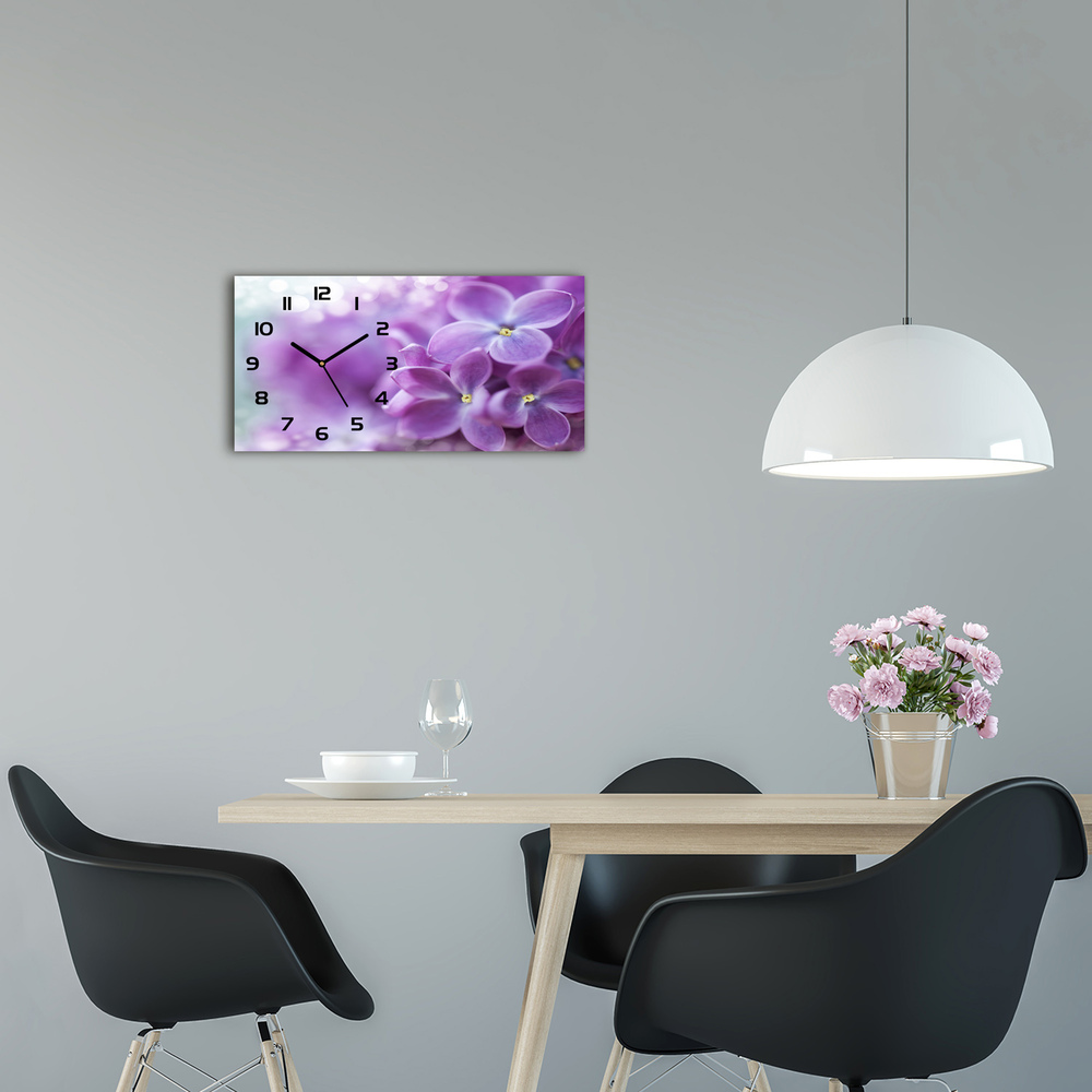 Vodorovné Moderné sklenené hodiny na stenu Kvety bzu