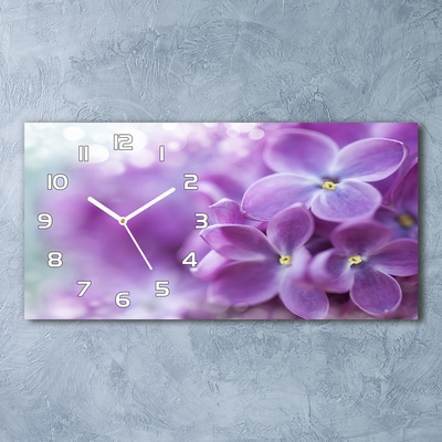 Vodorovné Moderné sklenené hodiny na stenu Kvety bzu
