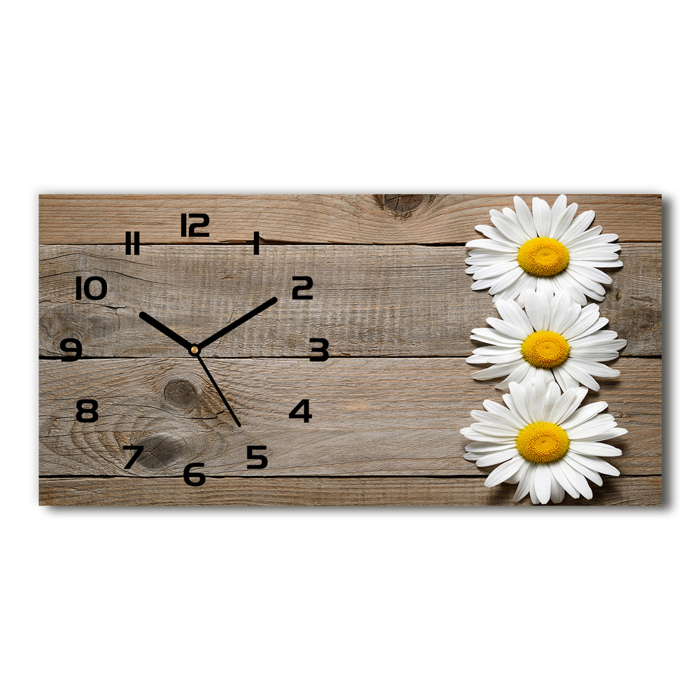Vodorovné Sklenené hodiny na stenu Sedmokrásky drevo