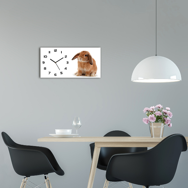 Vodorovné Moderné sklenené hodiny na stenu Červený králik