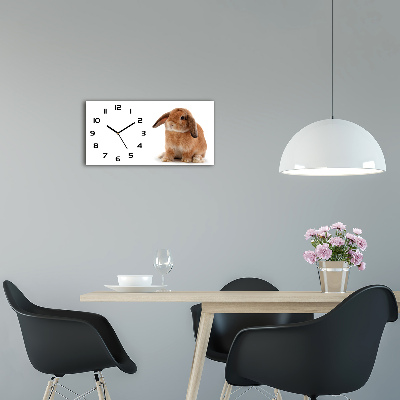 Vodorovné Moderné sklenené hodiny na stenu Červený králik