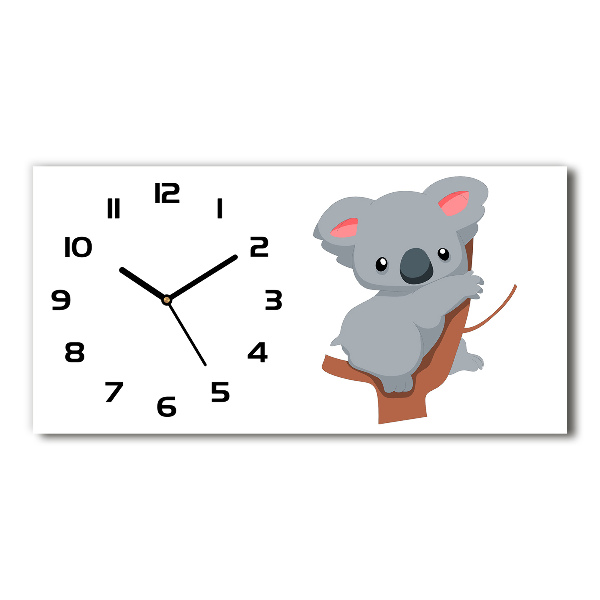 Vodorovné Sklenené hodiny na stenu Koala na strome