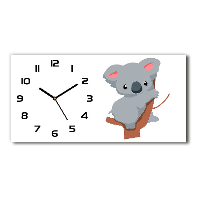 Vodorovné Sklenené hodiny na stenu Koala na strome