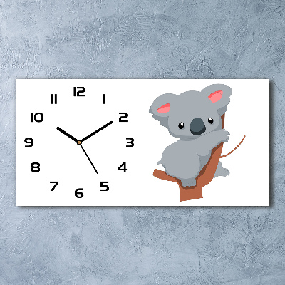 Vodorovné Sklenené hodiny na stenu Koala na strome