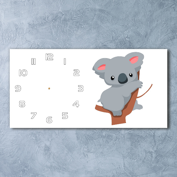 Vodorovné Sklenené hodiny na stenu Koala na strome