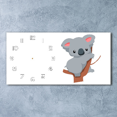 Vodorovné Sklenené hodiny na stenu Koala na strome