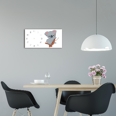Vodorovné Sklenené hodiny na stenu Koala na strome